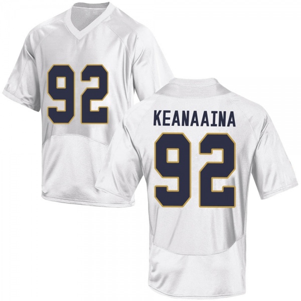 Aidan Keanaaina Notre Dame Fighting Irish NCAA Men's #92 White Replica College Stitched Football Jersey ZPE3255DJ